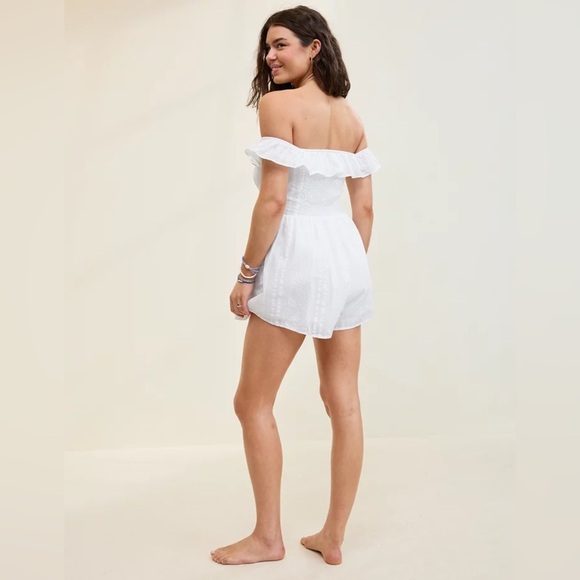 🔆 Aerie White Off-Shoulder Romper, Size Medium - Picture 2 of 2
